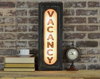 Vacancy Vintage Lighted Sign - Custom lettering available