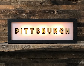 Pittsburgh Vintage Lighted Sign - Custom lettering available