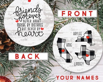 3 States Ornament - Long Distance Ornament Friend - Moving States Ornament For Friend - Long Distance Friendship - Moving Away Gift