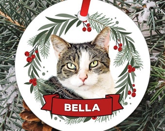Custom Cat Ornament Made from Photo, Cat Ornament Personalized, Gift for Cat Mom, Pet Portrait Ornament, Custom Cat Christmas Ornament