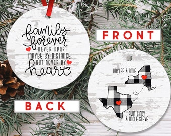 Long Distance Family Forever Ornament - Christmas Gift For Parents - State To State Never Apart