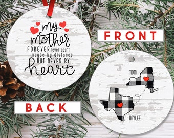 Mother Daughter Ornament - Long Distance Mom And Daughter - Farmhouse Ornament - Moving States Ornament For Mom - Moving Away Gift