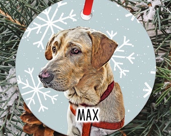 Pet Portrait Ornament - Custom Pet Art - Personalized Pet Ornament - Dog Portrait - Custom Cat Art