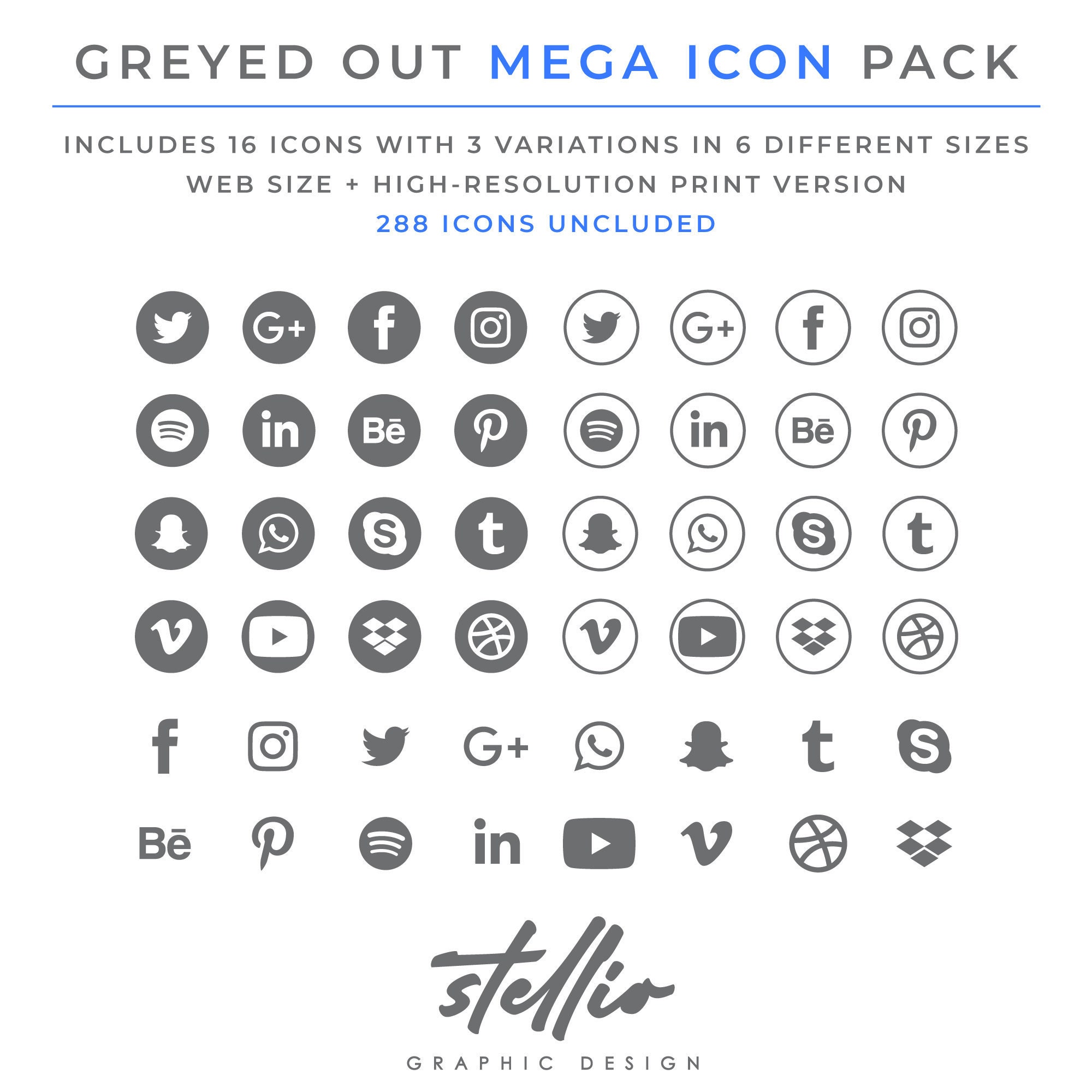 Social Media Icon Set Grey Greyed Social Media Graphic Etsy Social Media Icon Set Grey Greyed Social Media Graphic Etsy