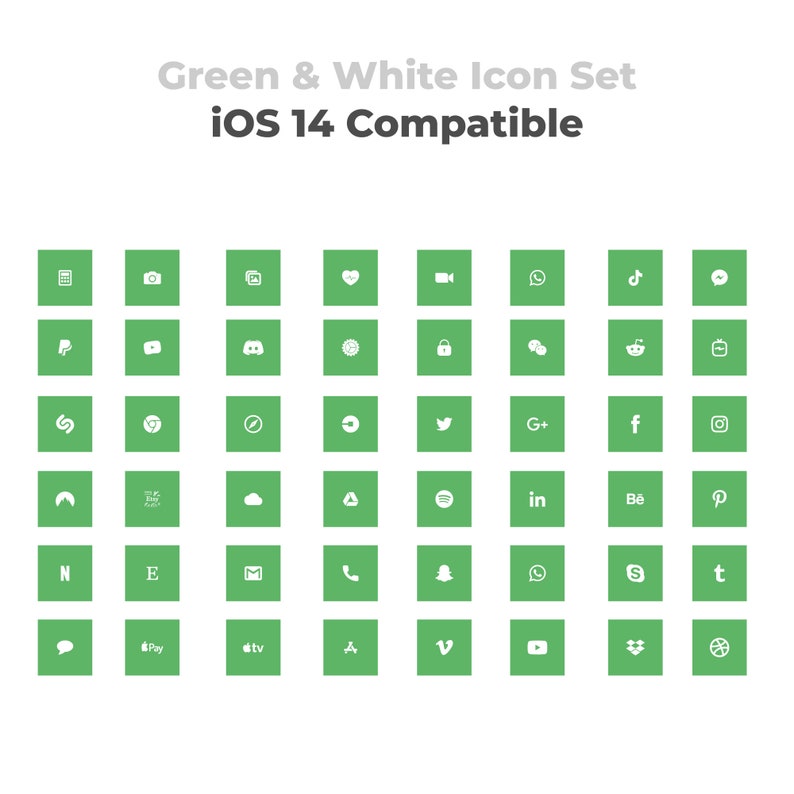 IOS 14 Aesthetic Icon Set Green and White Green Icons 48