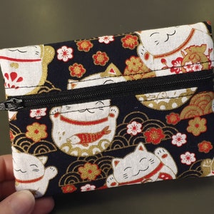 Portefeuille japonais multipoches fermeture éclaire porte monnaie porte carte en tissus fermeture élastique porte monnaie pratique image 9