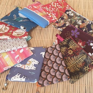 Japonés con cremallera de tela bolso música llama gato rana ect regalo idea de su elección
