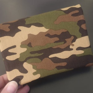 Carteira de tecido militar com zíper porta-moedas porta-cartões de tecido botão magnético
