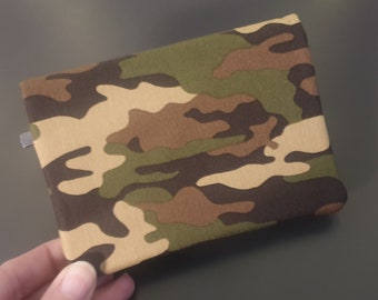 Portafoglio in tessuto militare portamonete con cerniera portacarte in tessuto bottone magnetico