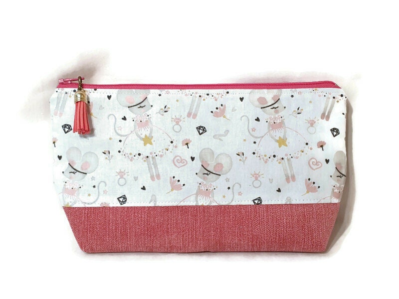 Trousse ou Pochette Beauté Tissus Petites Souris Danseuses Idée Cadeau, Trousse École, Scolaire