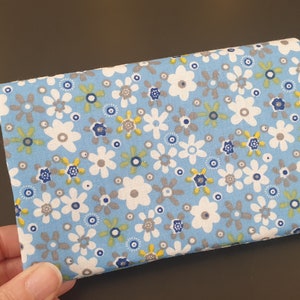 Cartera grande de flores azules y blancas estilo librety monedero con cremallera multibolsillos tarjetero de tela botón magnético