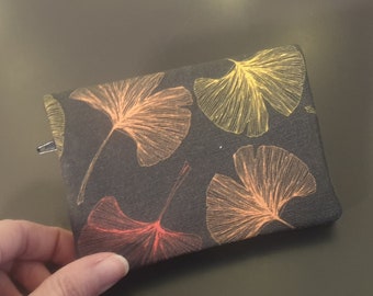 Portafoglio ginkgo giapponese portamonete con cerniera nera multicolor portacarte in tessuto bottone magnetico