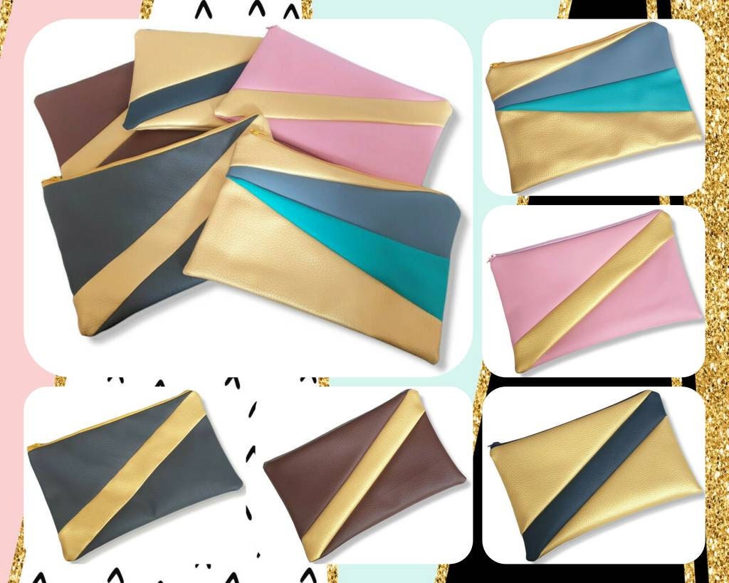 Pochette en Simili Cuir Pour Sac A Main, Trousse de Toilette ou Maquillage. Pochette Masque, Pochett