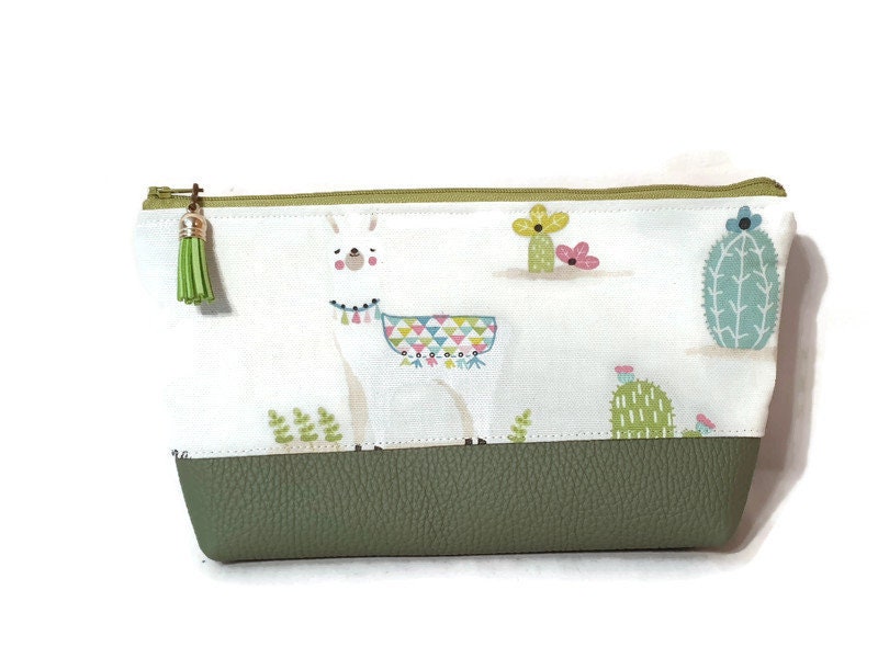 Trousse ou Pochette Beauté Tissus Lama, Idée Cadeau, Trousse École, Scolaire