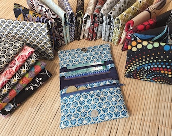 Cartera japonesa riad flores multibolsillos cremallera monedero tarjetero en tela botón magnético otros colores flores...