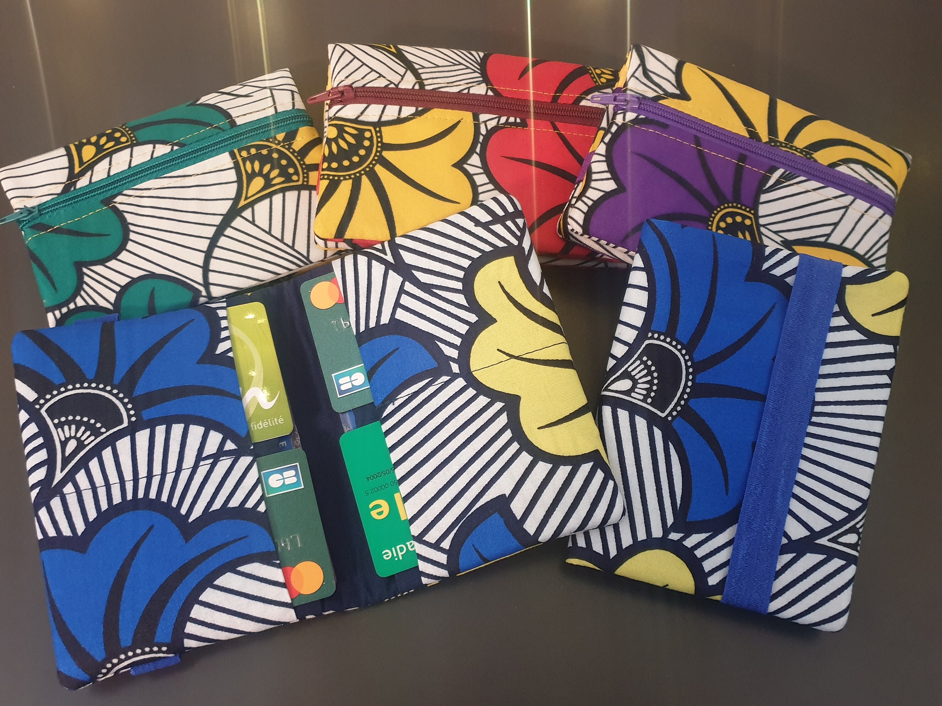Wax wallet wedding flowers multi-pocket zipper coin purse in wax fabrics elastic closure practical coin purse