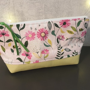 Trousse maquillage trousse de toilette fleuris rose vert trousse maquillage vanity tissus trousse école  idée cadeau