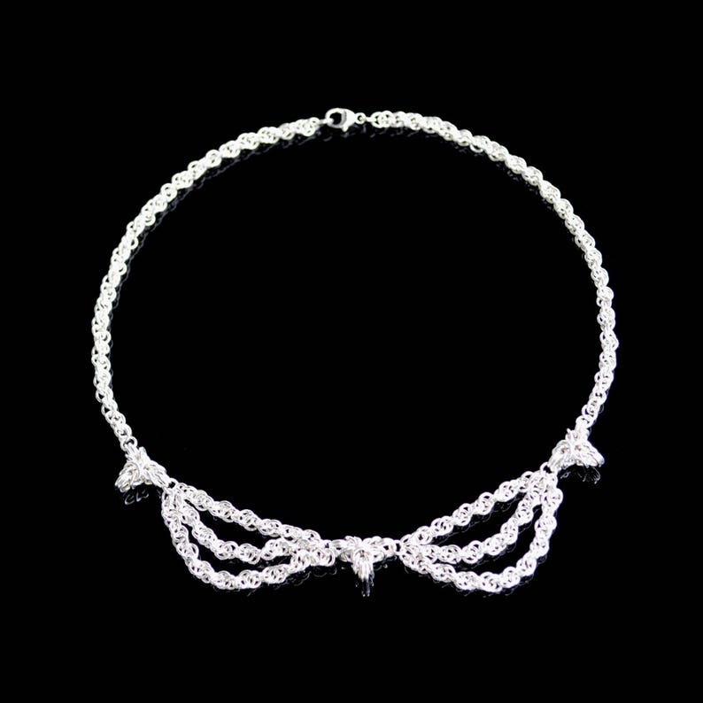 Birthday Anniversary Chain Maille Necklace Sterling Silver Triple-Point Byzantine Necklace Wedding Mother/'s Day Christmas Valentines