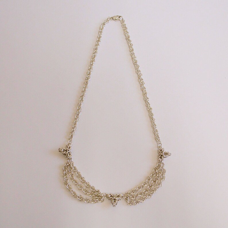 Birthday Anniversary Chain Maille Necklace Sterling Silver Triple-Point Byzantine Necklace Wedding Mother/'s Day Christmas Valentines