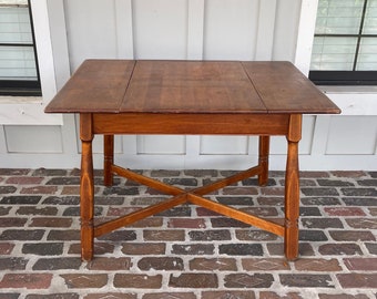 Antique Dining table with Slideout Leaves, Primitive Table with Extendable Leaves, Coastal Farmhouse Dining Table, Expendable Table