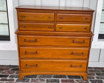 Mid Century Danish Pecan Dresser made by Unique Furniture, MCM Chest of Drawers, Modern Nursery dresser, Midcentury Highboy, Minimalist dres