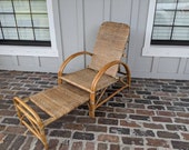 Vintage Lounge Chair, Boho Chair, Vintage Patio, French Chair, Rattan Chair, Wicker Chair, Beach Chair, Cottage Chair, Lounger,