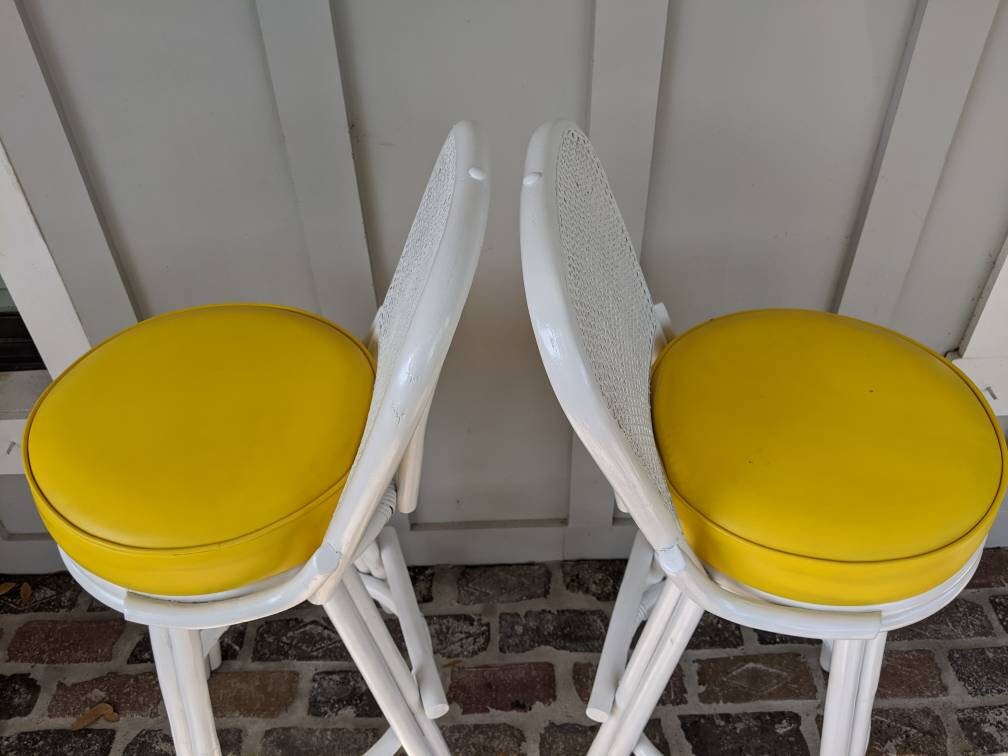 Retro stools Vintage bar stools Atomic bar stools Yellow Etsy