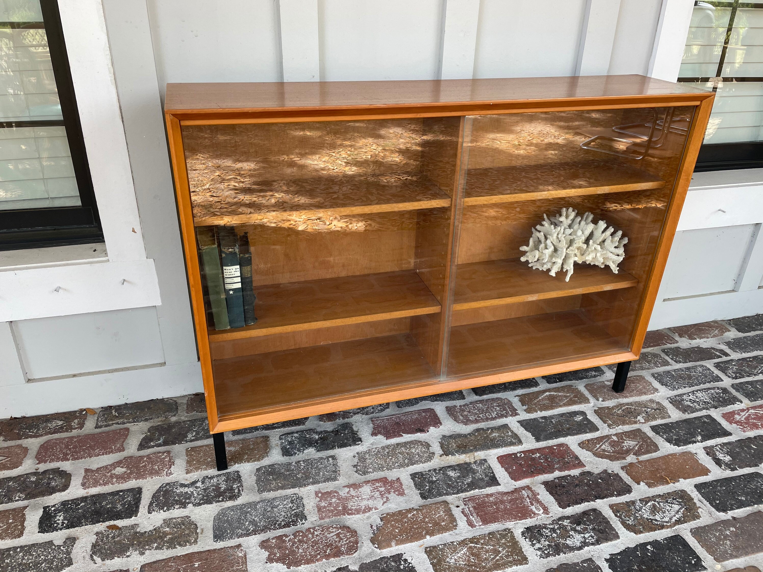 RESERVED GREGG Teak bookshelf MCM MIdcentury glass Etsy