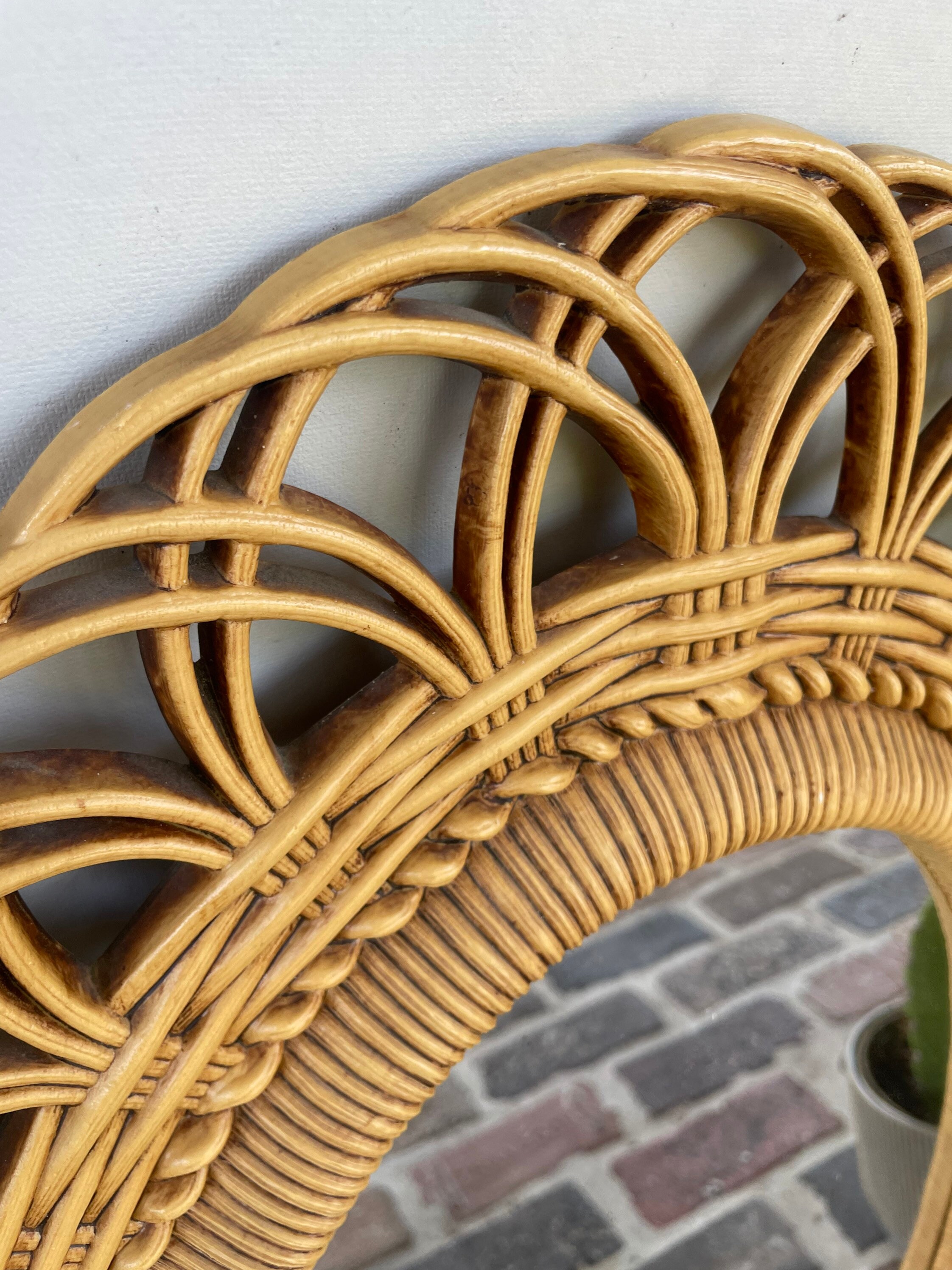 Vintage Wicker Oval Mirror Entry Mirror Small Oval Wicker Etsy