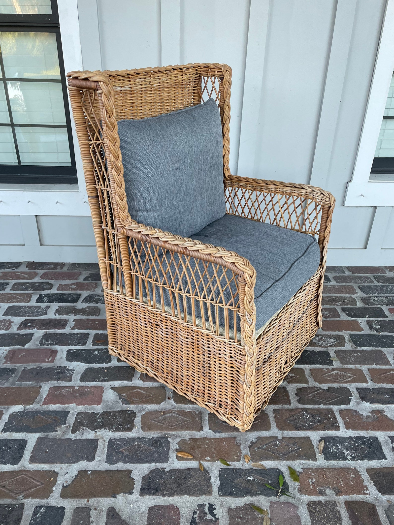 Vintage Large Wicker Chair High Back Rattan Chair Bamboo - Etsy