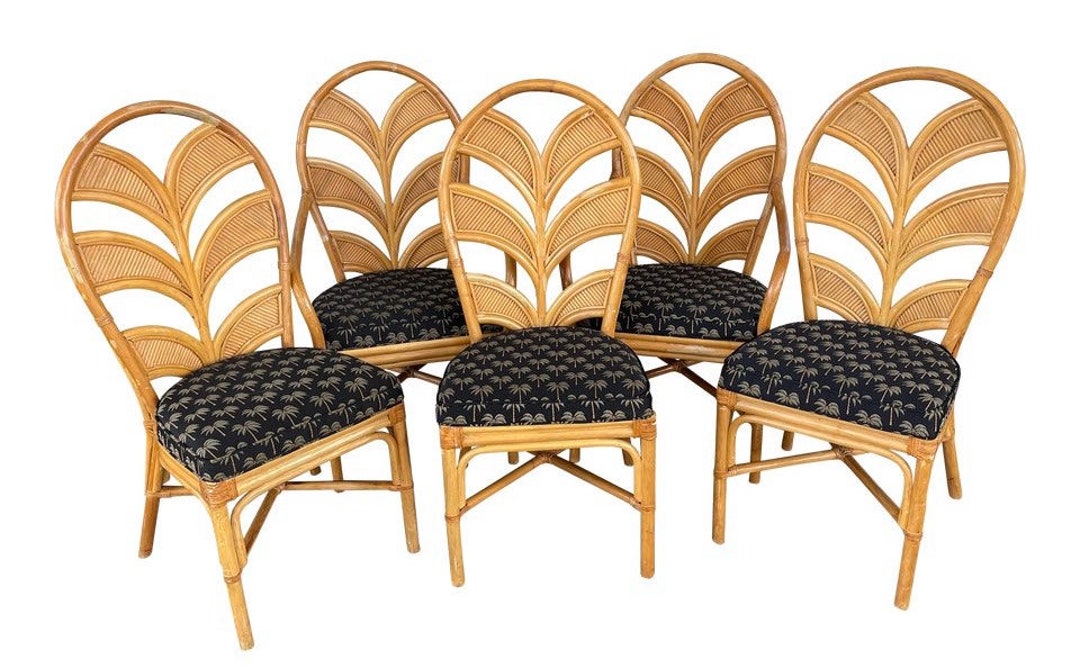 Vintage Palm Chairs, Rattan Dining Chairs, Wicker Dining Chairs, Pencil Reed Chairs, Coastal