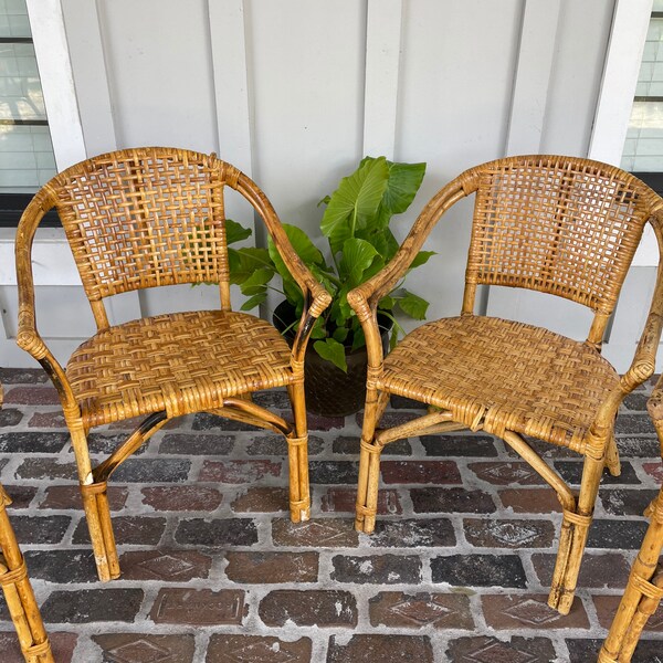 RESERVED PATRICIA Vintage bamboo arm chairs, Wicker dining chairs, Rattan chairs, Coastal chairs, Bamboo chairs, Beach style chairs, Boho