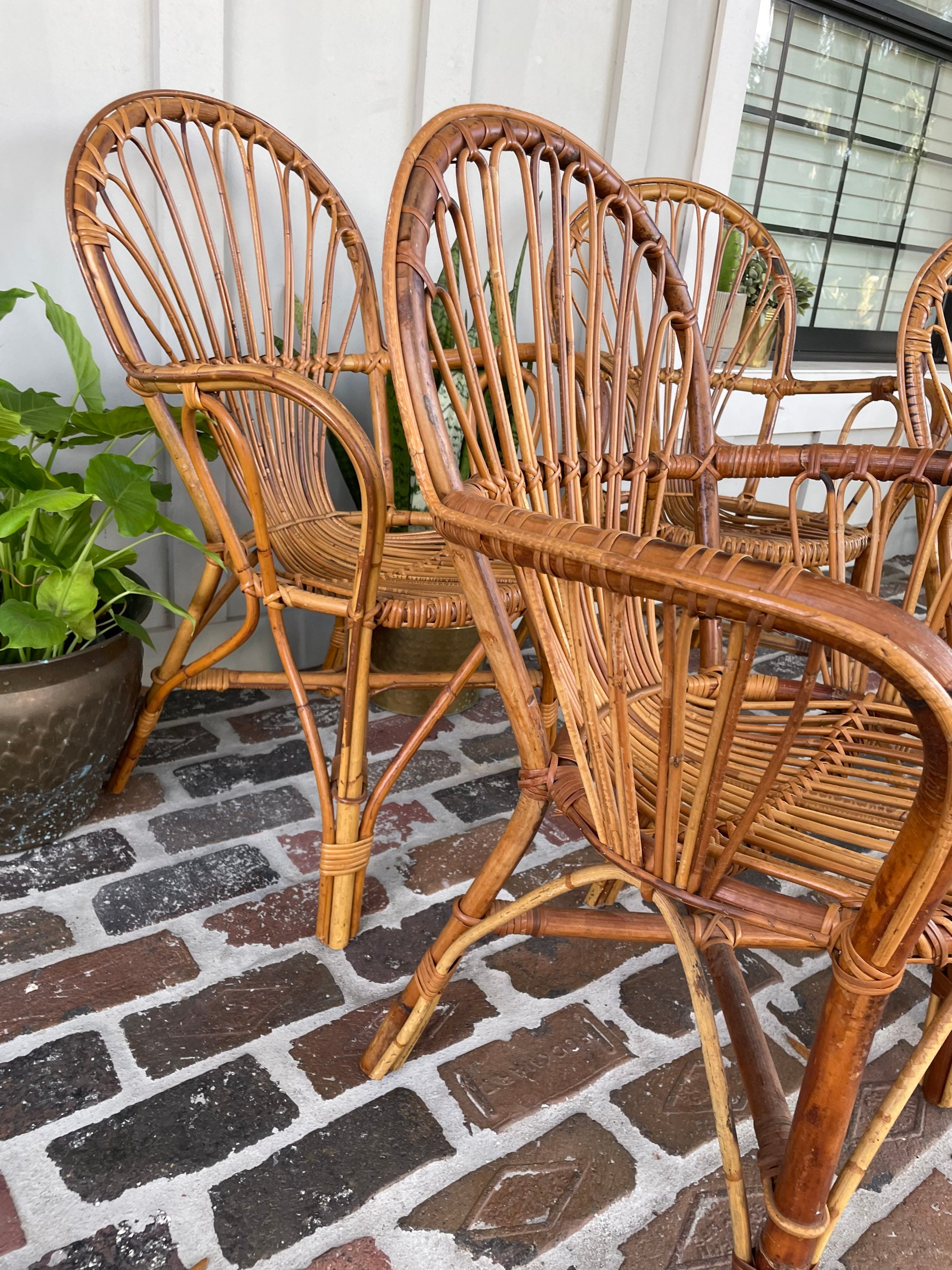 Vintage Rattan Dining Chairs Bamboo Dining Chairs Bentwood - Etsy