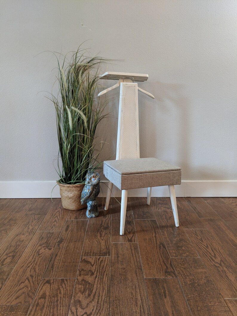 Vanity Valet Vintage Chair Sewing Bathroom Chair Makeup Chair Seat Compartment Mid Century Modern Chair Entry Chair Corner Chair