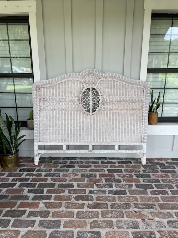 Vintage Wicker Queen Headboard Queen Wicker Bed Boho Etsy