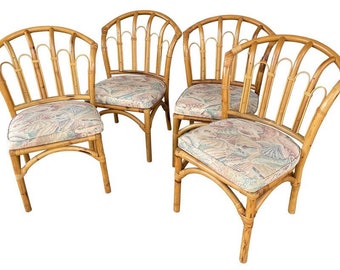 Vintage light rattan dining chairs, Unique rattan dining chairs, Coastal style dining chairs, Beach home chairs, Natural wood chairs