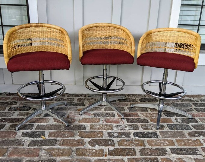 Vintage Wicker Swivel Barstools, Wood and Metal Barstools, Bamboo ...