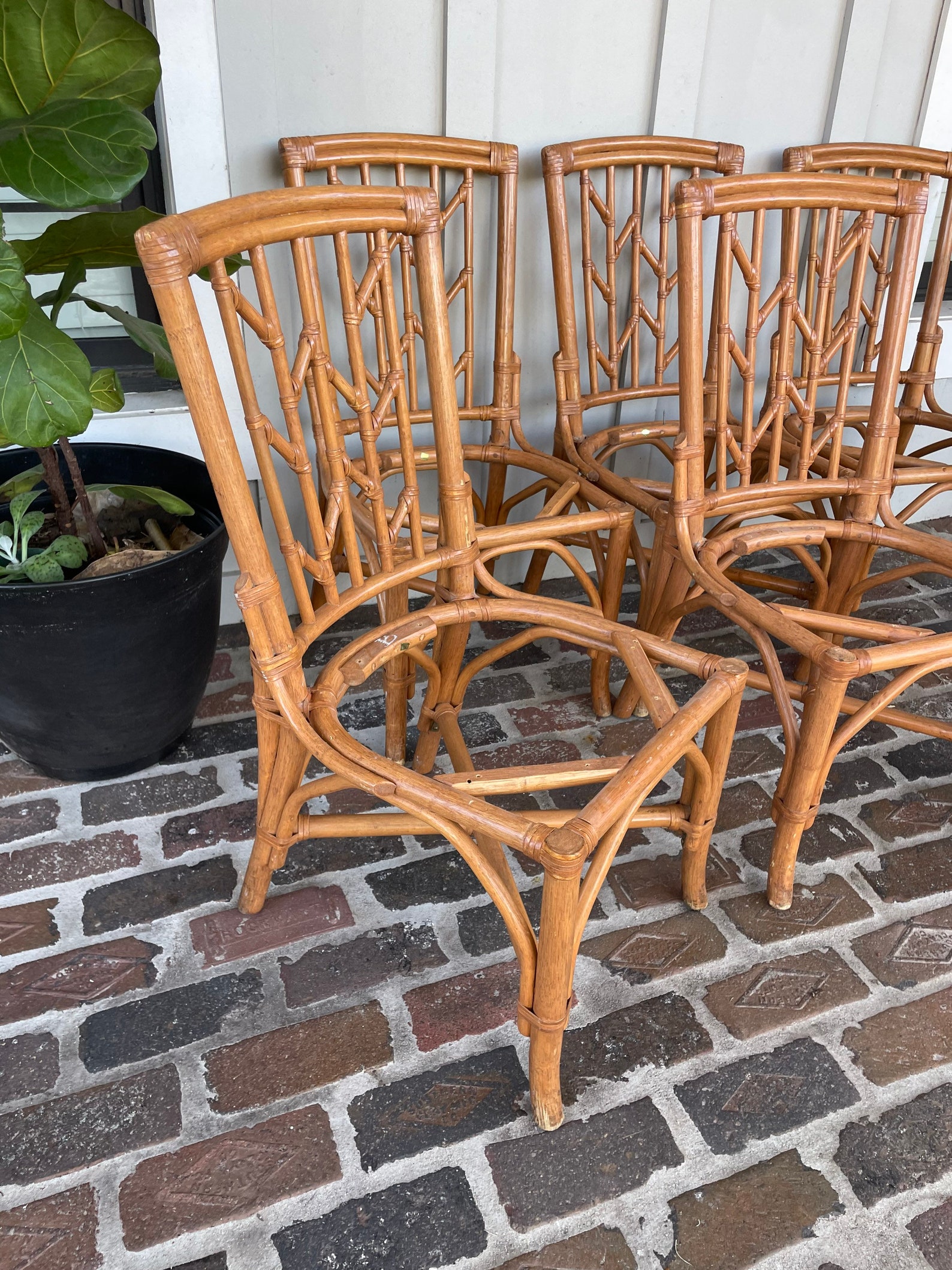 Vintage Rattan Dining Chairs Bamboo Style Dining Chairs Etsy