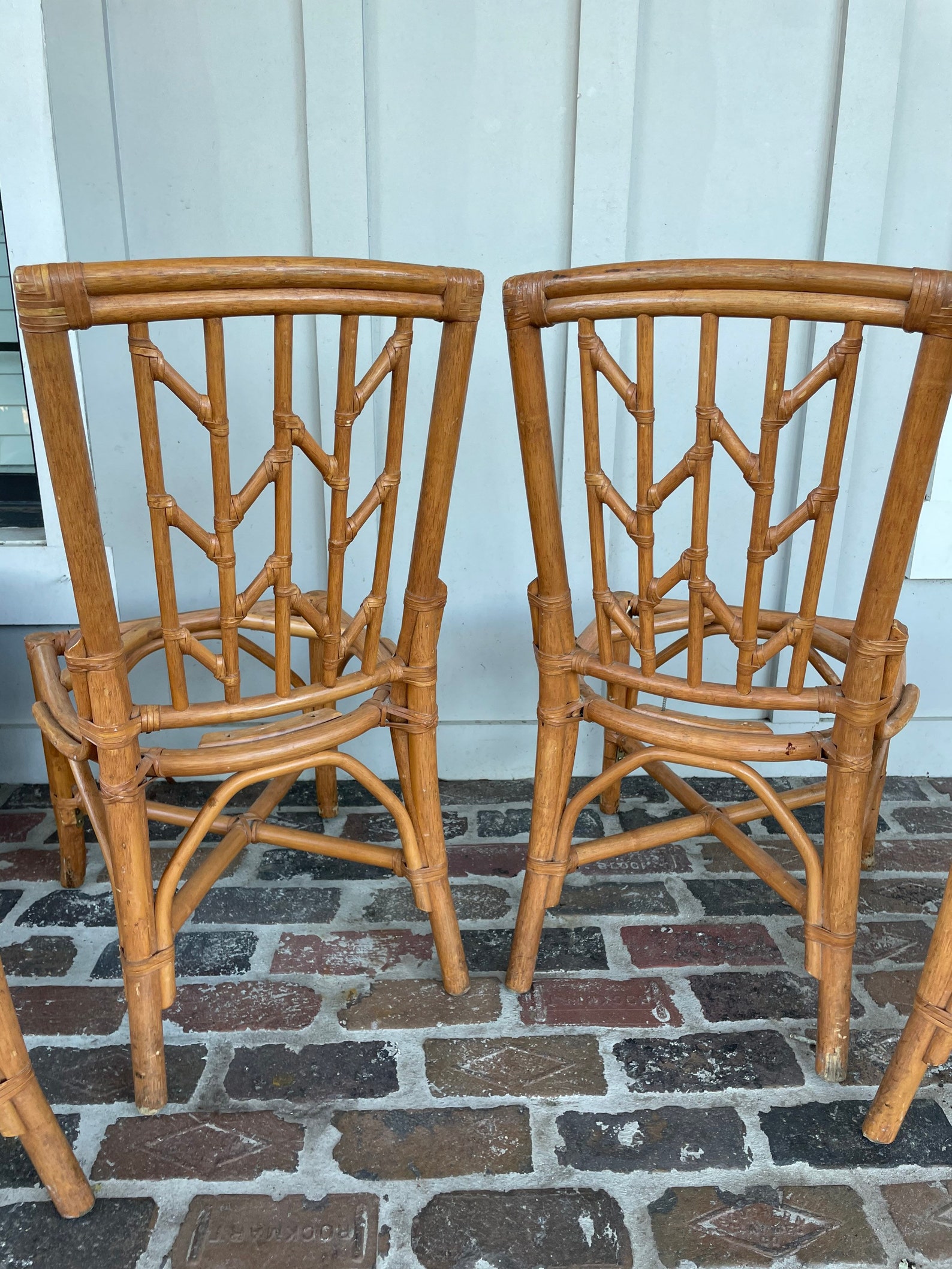 Vintage Rattan Dining Chairs Bamboo Style Dining Chairs Etsy