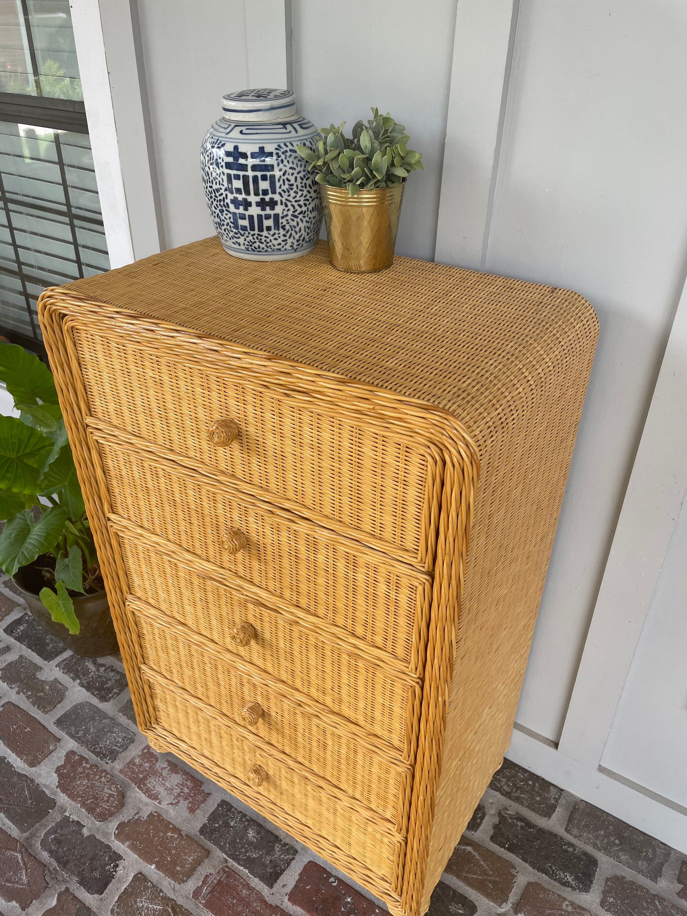 Aparador de mimbre vintage aparador de ratán cofre de mimbre | Etsy
