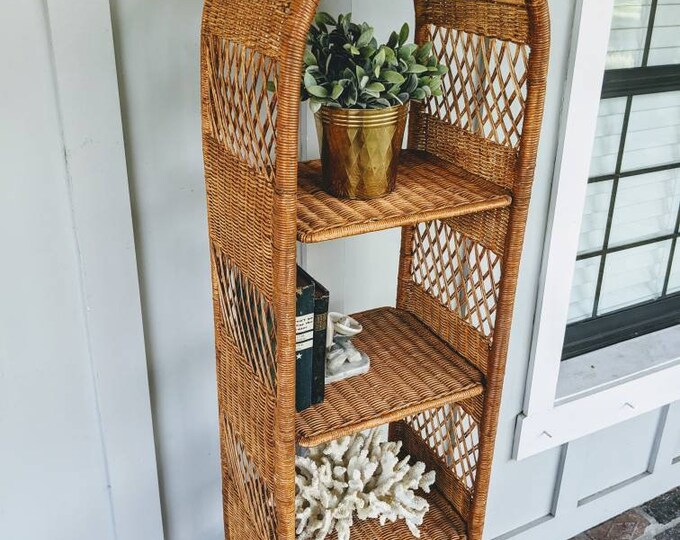 Wicker Shelf, Etagere, Bathroom Storage, Rattan Shelf, Plant Stand