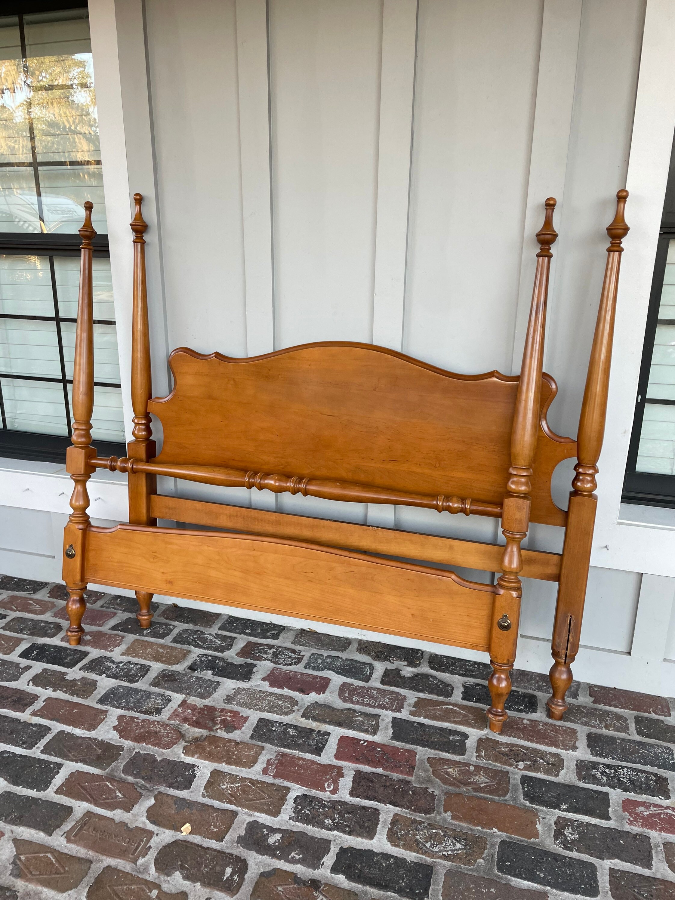 Vintage Full Size Wooden Poster Bed Farmhouse Full Size Bed Etsy