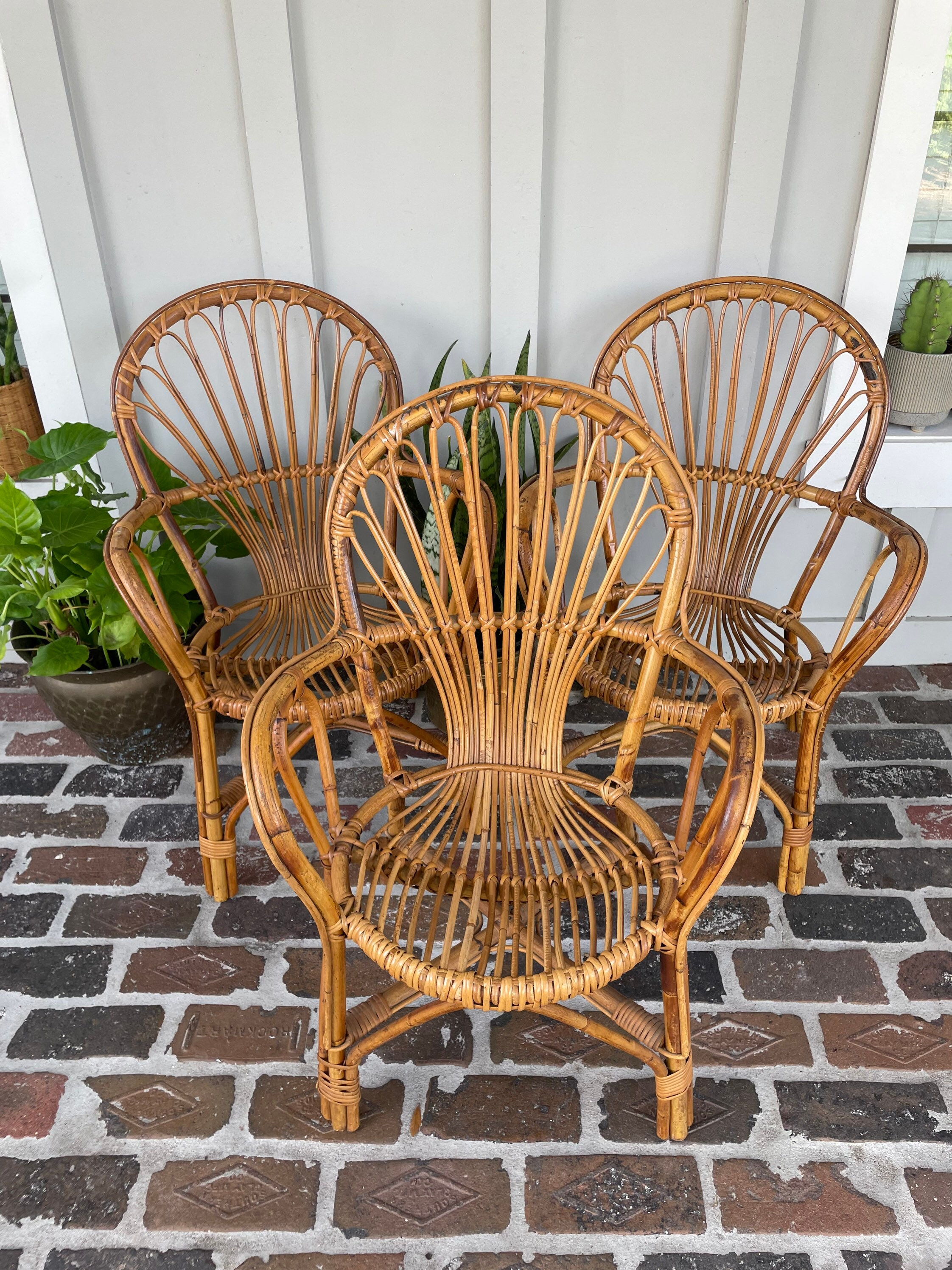 Vintage Rattan Dining Chairs Bamboo Dining Chairs Bentwood Etsy