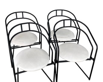 Post Modern Black Metal Frame Dining Chairs by Cali-Style, Midcentury black dining chairs, Modern metal black dining chairs, Minimalist dini