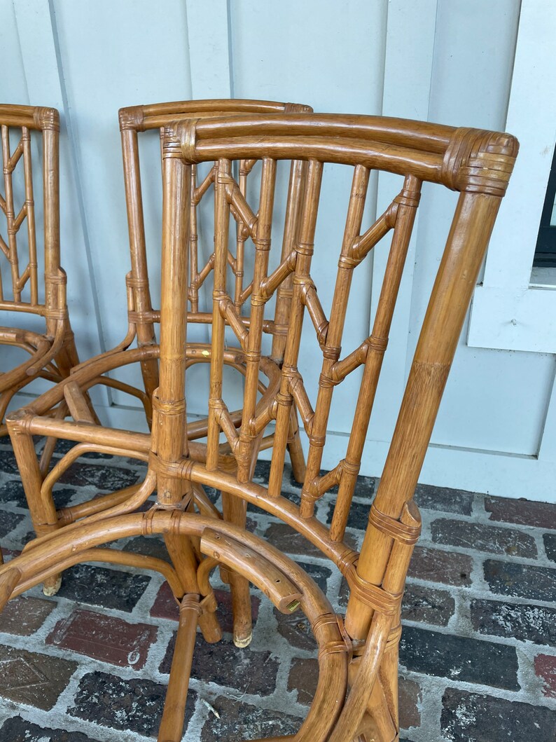 Vintage Rattan Dining Chairs Bamboo Style Dining Chairs Etsy