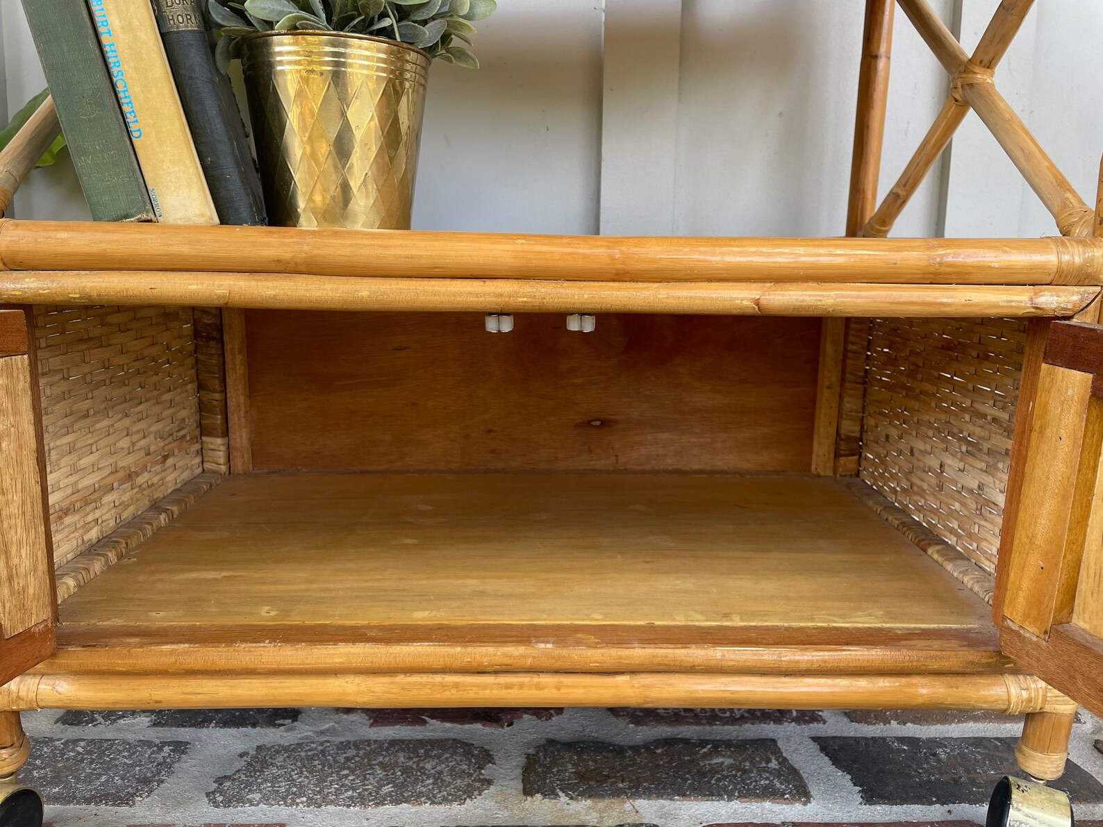 Wicker bar cart Vintage Wicker plant stand Food Etsy