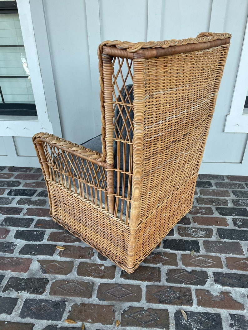 Vintage Large Wicker Chair High Back Rattan Chair Bamboo - Etsy