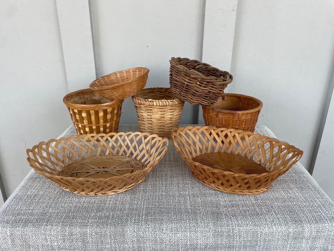 Vintage Miniature Basket Collection of 7, Small Basket Set of 7, Gift Card Baskets, 7 Small Gift