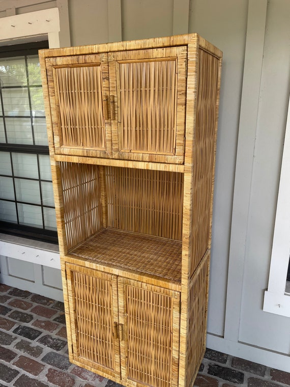 Vintage wicker armoire deals