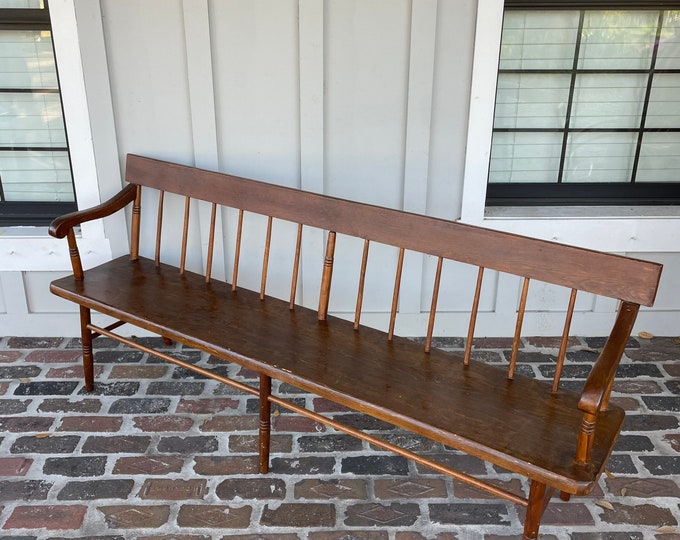 Entryway Bench With Back, Vintage Deacons Bench, Spindle Back Bench, 6